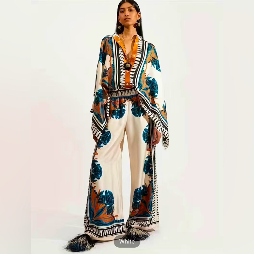 Vacation Ethnic Print Two-piece Set